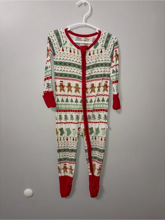 Little Sleepies Other - Little Sleepies Cream Holiday Gingerbread Footie Pajama with Red Trim